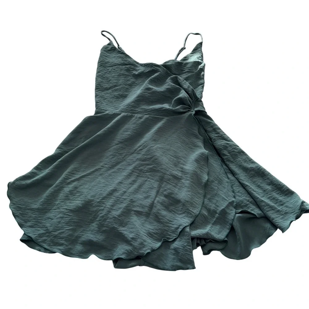 Lucy in the Sky Teal Wrap Tie Waist Dress - Picture 6 of 9